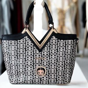 Betty Boop Black and Gray Patterned Large Handbag